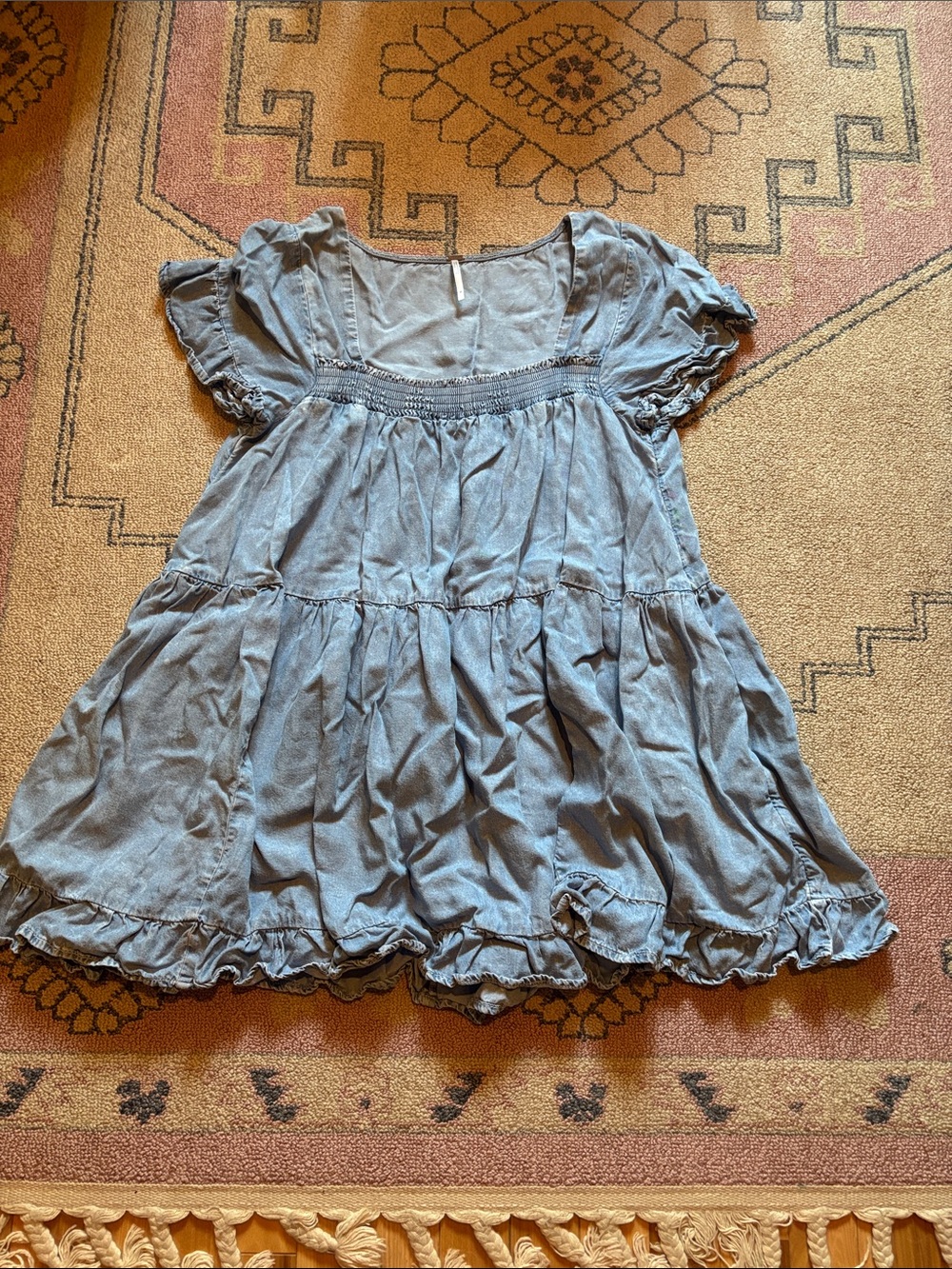 Free People Light Blue Ruffle Tiered Dress